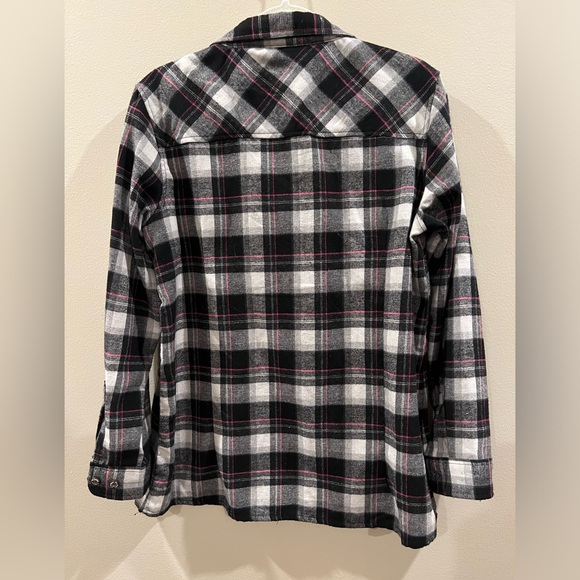 Stillwater Supply Co. long sleeve button-down plaid flannel black pink women’s M - Picture 2 of 8